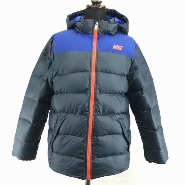 NIKE★高比率75%/フーディーダウンジャケット【Women's size-L/濃紺】着脱可フード/フルジップ/ダブルポケット/ナイキ◆BC203W