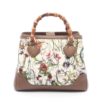 グッチ GUCCI ダイアナ バンブー ハンドバッグ バッグ キャンバス レザー レディース ブラウン系 / アイボリー系 / マルチカラー 308360 【中古】