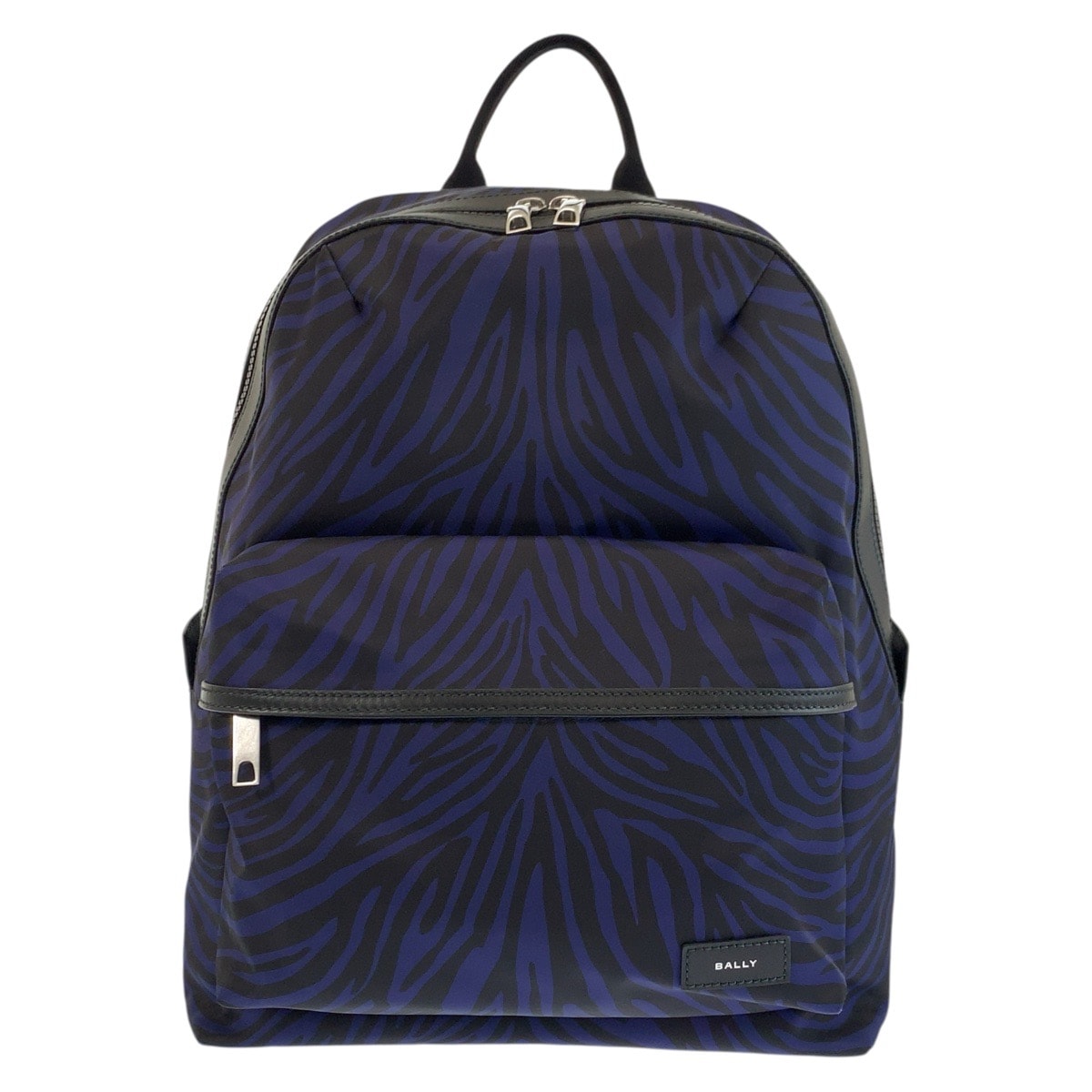 超美品 BALLY バリー ゼブラ柄 ネイビー ブラック ナイロン リュックサック バックパック 602791 【中古】