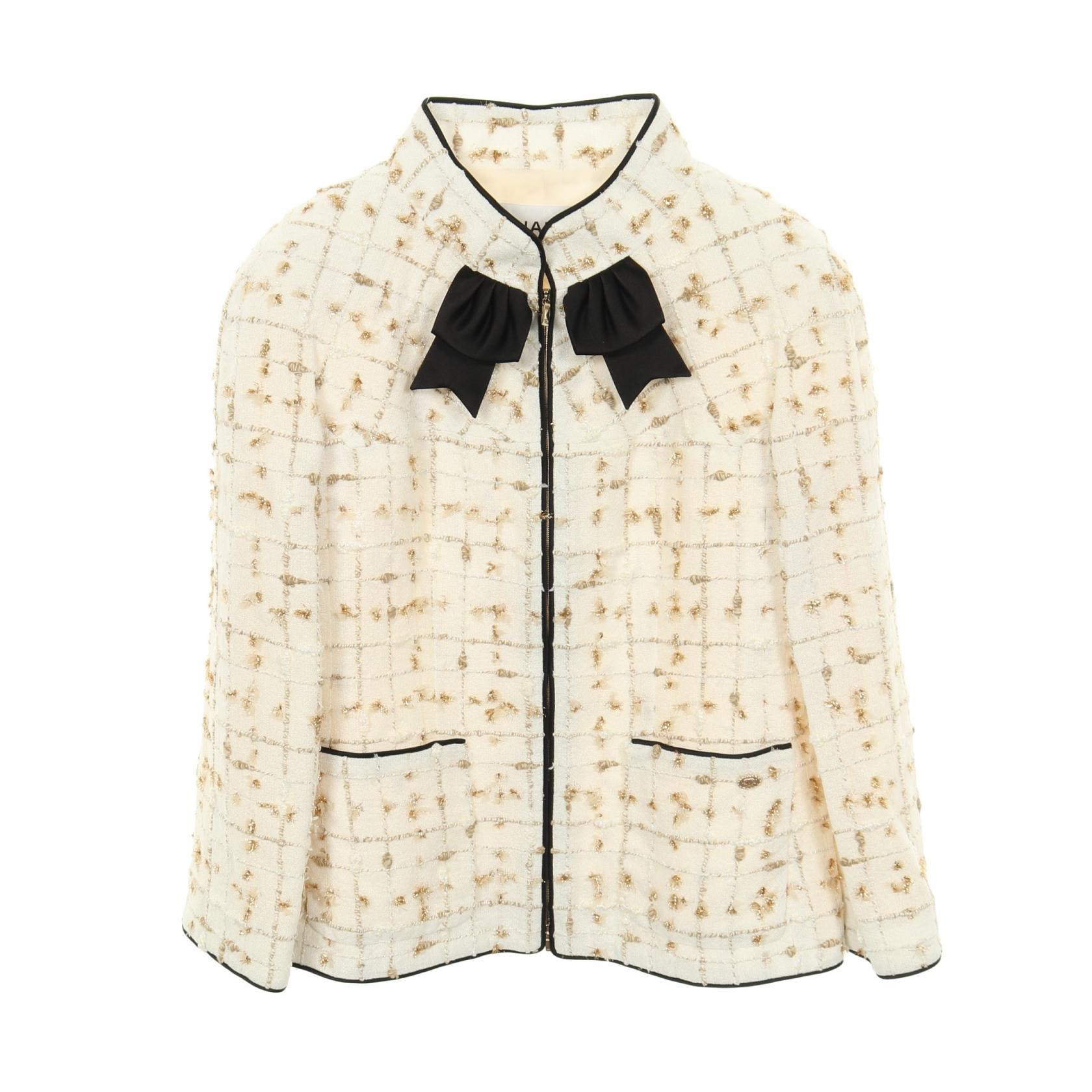 シャネル CHANEL ココマークボタン ツイード 衣料品 アウター ナイロン レディース ホワイト系 / ブラック系 / ゴールド系 【中古】