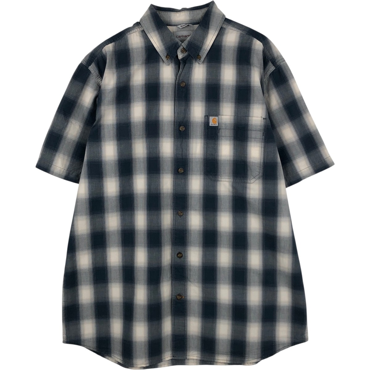 古着 カーハート Carhartt RELAXED FIT オンブレチェック ボタンダウン 半袖 ワークシャツ メンズL相当/eaa650590
