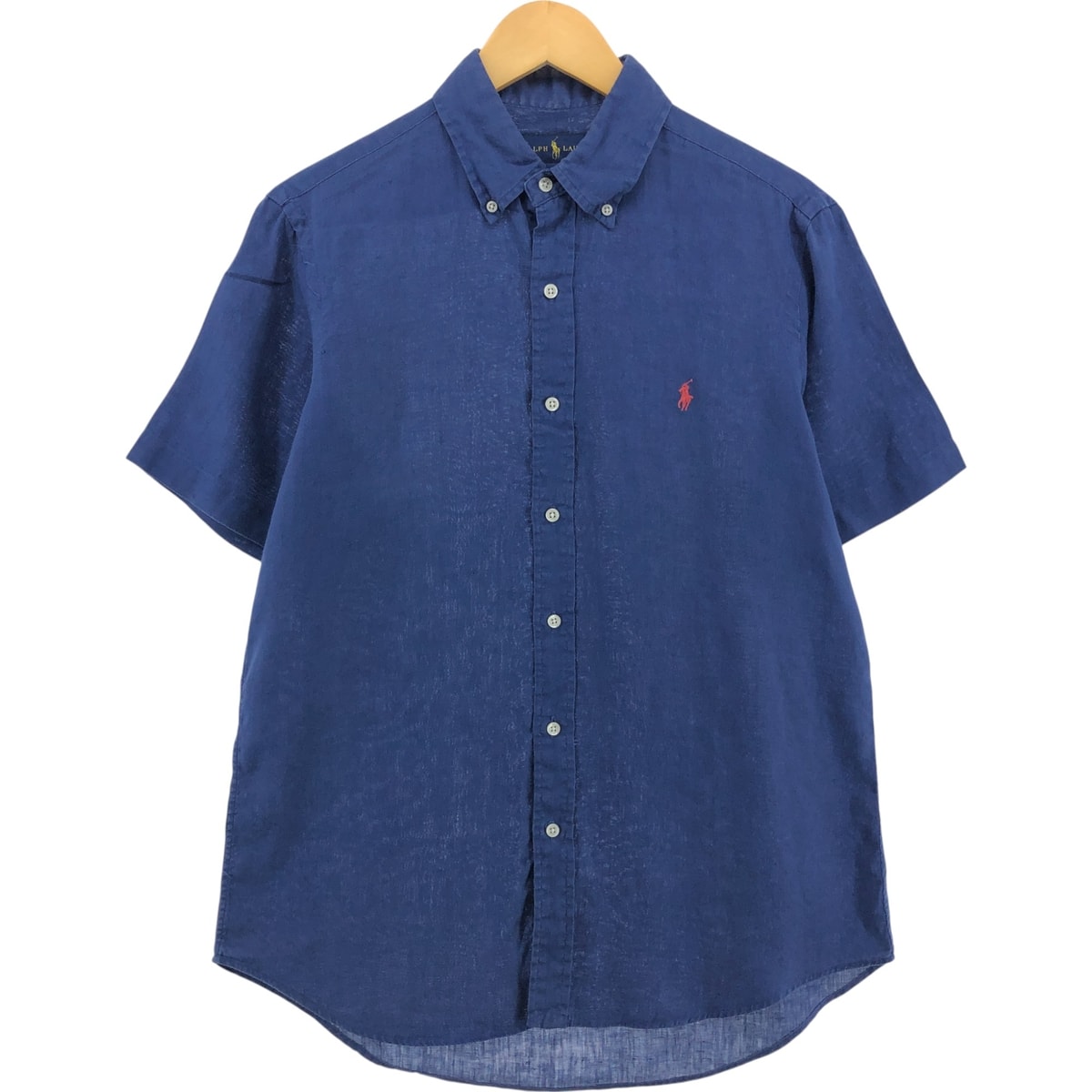 古着 ラルフローレン Ralph Lauren 半袖 リネン ボタンダウンシャツ メンズM相当/eaa553978