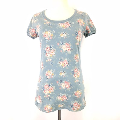 新古品?★限定!UNIQLO +J × Cath Kidston/ユニクロ★コラボ/半袖トップス/Tシャツ【レディースM/オリーブ/花柄】Tops/Shirt◆BJ180-m