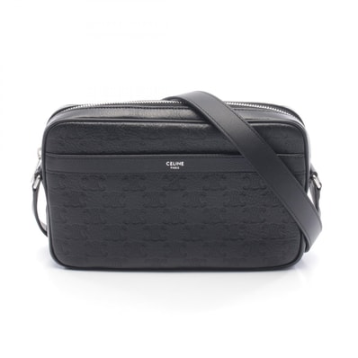 セリーヌ CELINE ミディアム メッセンジャー トリオンフ ショルダーバッグ バッグ レザー メンズ ブラック系 117003FS338SI 【新品】