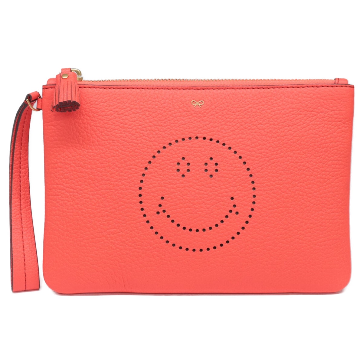 アニヤ ハインドマーチ 【美品】ZIP TOP POUCH SMILEY パンチングスマイル ジップトップ