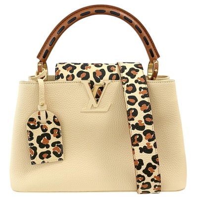 LOUIS VUITTON ルイヴィトン 2WAY カプシーヌMM ハンドバッグ ワイルドアットハート 肩掛け 斜め掛け ショルダーバッグ M58575 レザー ベージュ ブラウン 茶 ゴールド金具 レディース【中古品】