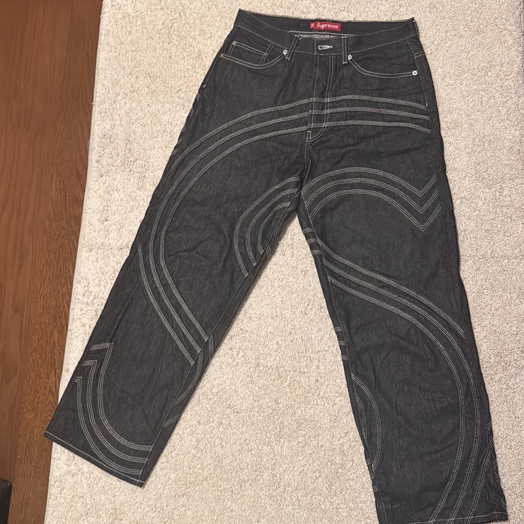 Supreme S Logo Rigid Baggy Jean "Rigid Black"