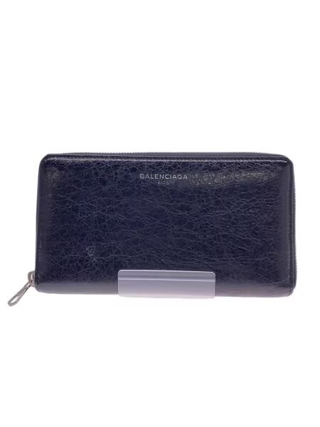 BALENCIAGA Logo Round Zip Wallet "Black"