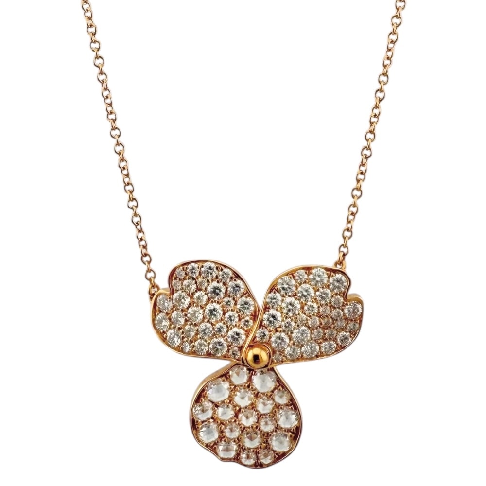 ティファニー ペーパーフラワー ネックレス 18金 K18ピンクゴールド ダイヤモンド レディース TIFFANY&Co. 中古