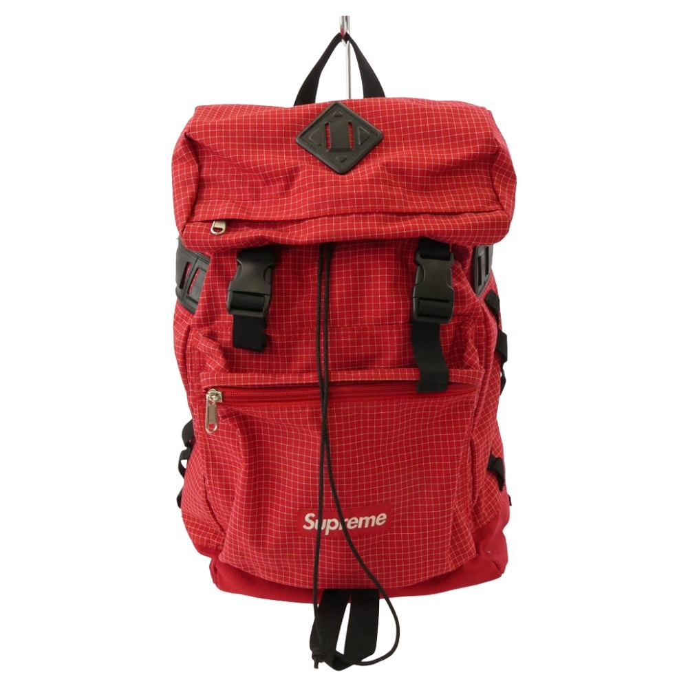 Supreme シュプリーム バックパック 09AW RIPSTOP BACKPACK 格子柄 リップストップ バックパック レッド系 ブラック系【中古】
