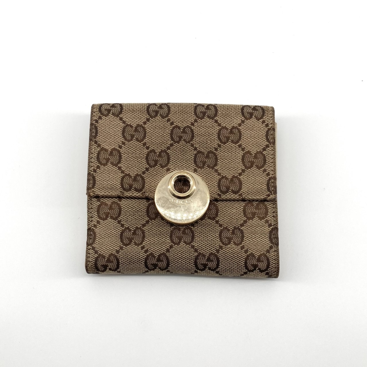 GUCCI(グッチ) GGキャンバス 二つ折り財布 ブラウン