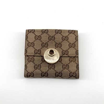 GUCCI(グッチ) GGキャンバス 二つ折り財布 ブラウン