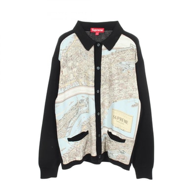 シュプリーム Supreme Silk Map Cardigan 切替 カーディガン 衣料品 トップス ウール シルク アクリル メンズ ブラック系 / マルチカラー 【中古】