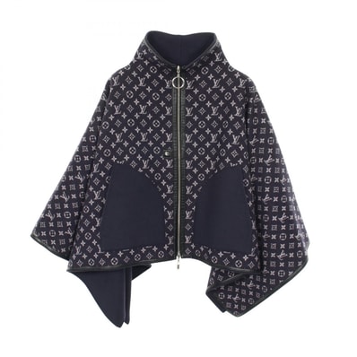 ルイ・ヴィトン LOUIS VUITTON モノグラム ポンチョ 衣料品 アウター ウール レディース ネイビー系 【中古】