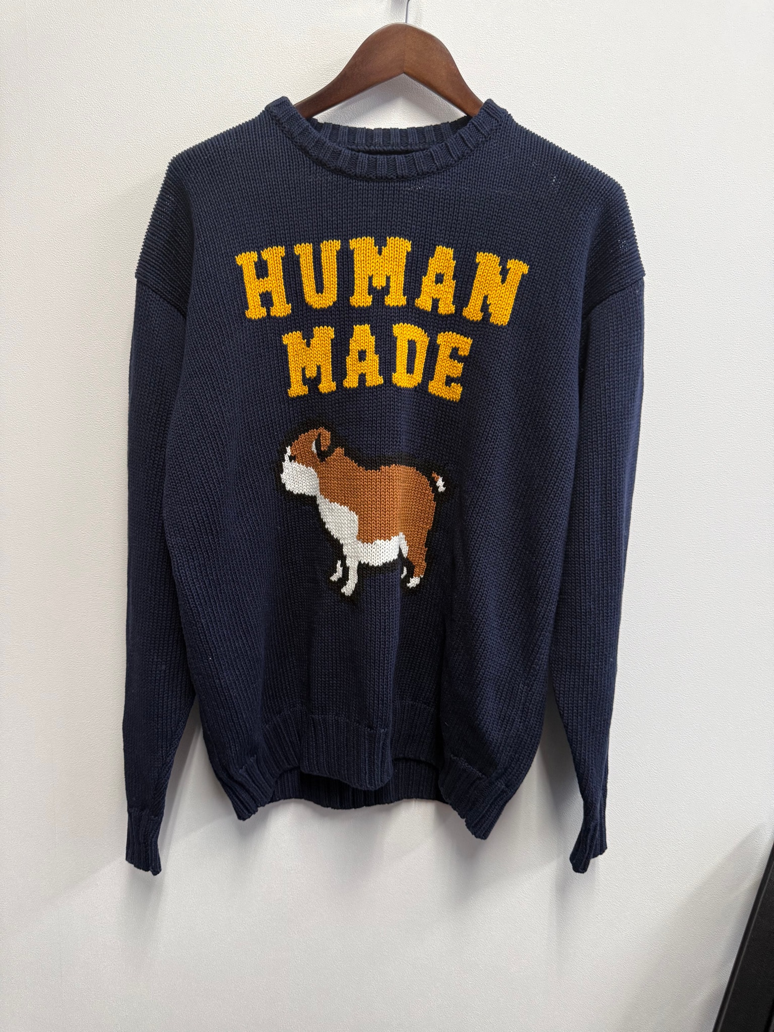 HUMAN MADE COTTON KNIT SWEATSHIRT "Navy"