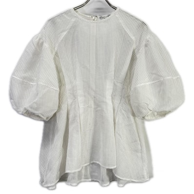 クラネ ホワイト 18122-4142 SHEER PLAID VOLUME SLEEVE TOPS 1