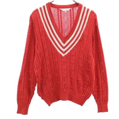 Christian Dior SPORTS クリスチャンディオールスポーツ 90s オールド 長袖 Vネック セーター M レッド