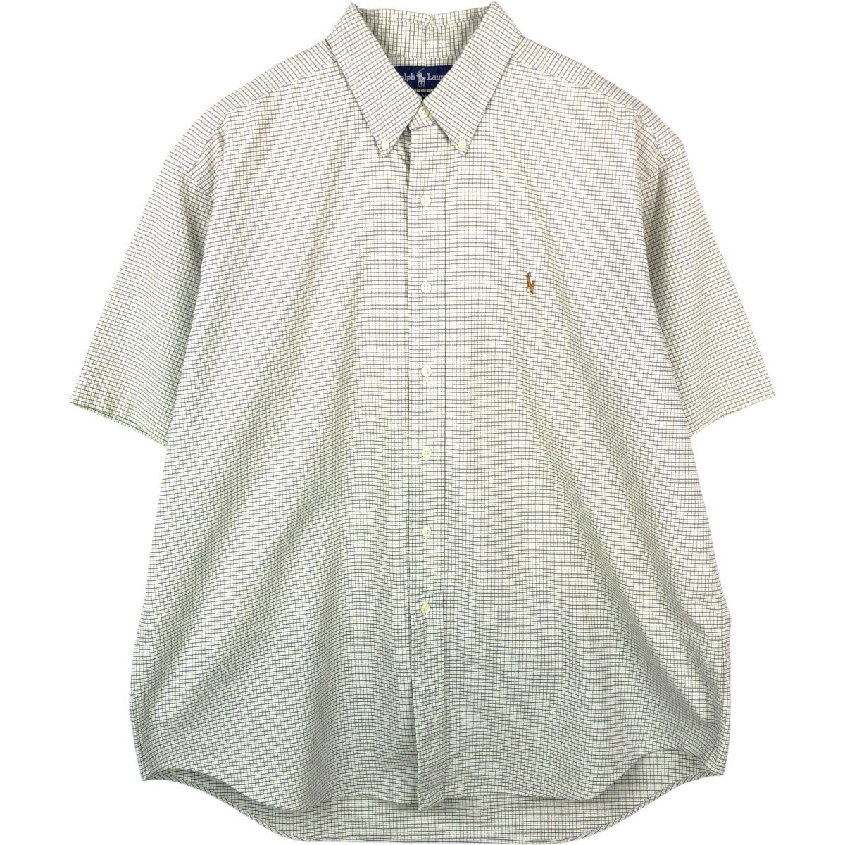 古着 ラルフローレン Ralph Lauren BLAKE 半袖 ボタンダウン チェックシャツ メンズXL相当/eaa668596