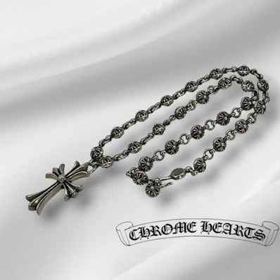Chrome Hearts #1 Cross Ball Necklace / CH Cross 50cm "Silver"