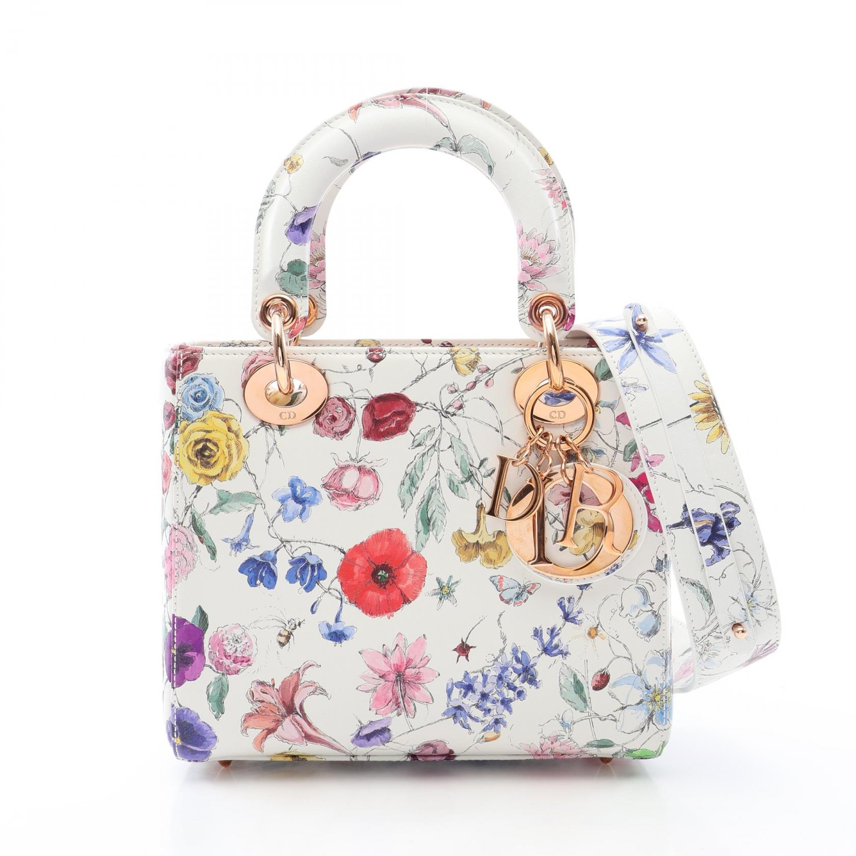 ディオール Dior LADY DIOR MY ABCDIOR レディディオール スモール フロリレージョ 2WAY ハンドバッグ バッグ レザー レディース ホワイト系 / マルチカラー 【中古】