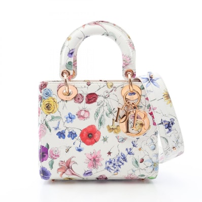 ディオール Dior LADY DIOR MY ABCDIOR レディディオール スモール フロリレージョ 2WAY ハンドバッグ バッグ レザー レディース ホワイト系 / マルチカラー 【中古】