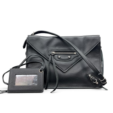 BALENCIAGA 希少 バレンシアガ ペーパートリプル XS ショルダーバッグ 398815 レザー ブラック ポシェット クロスボディ Y2K Bランク 中古 鑑定済 バレンシアガバッグ