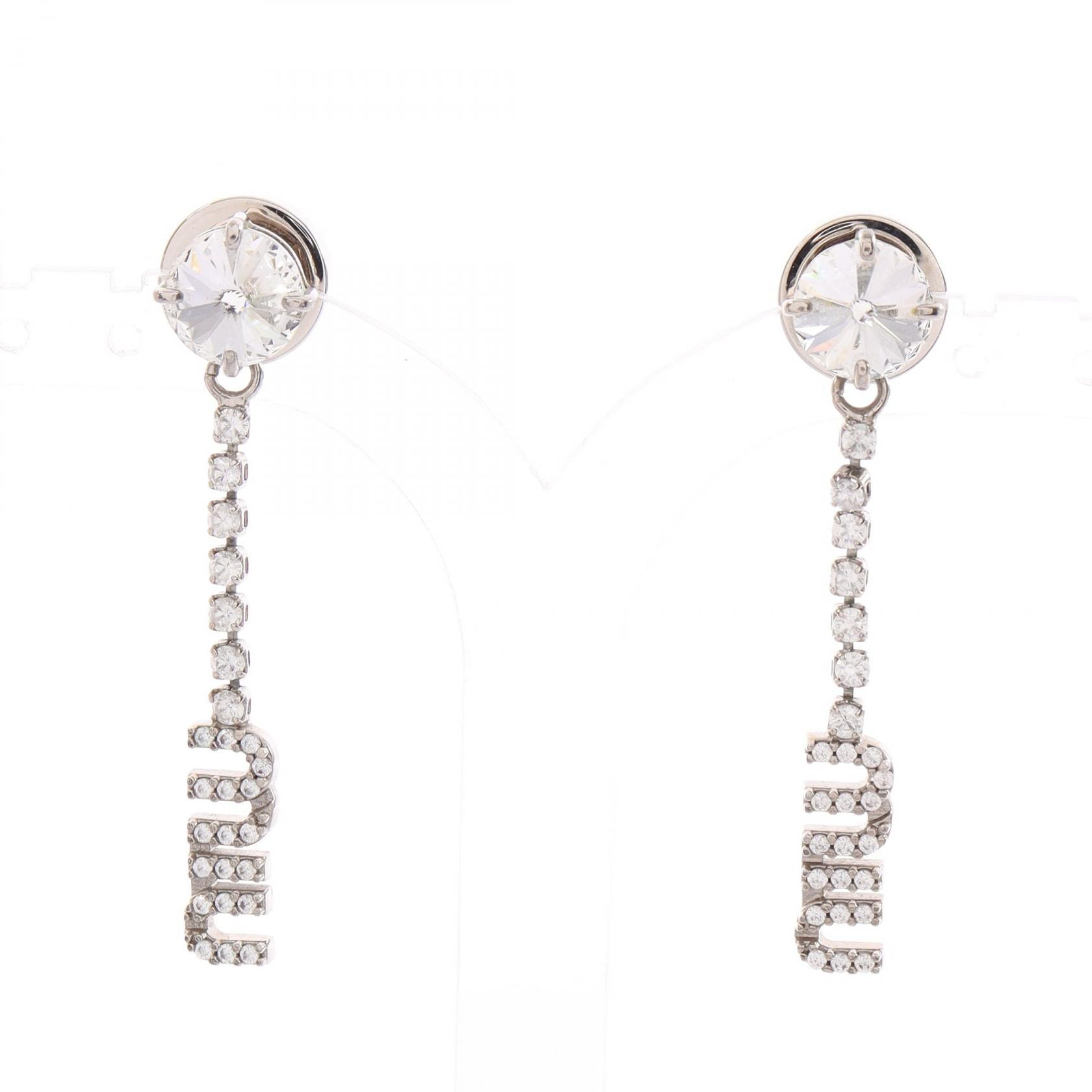 ミュウ ミュウ Miu Miu ロゴ ピアス ジュエリー メタル / ラインストーン / クリスタル レディース シルバー系 / クリア系 【中古】