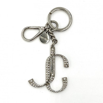 JIMMY CHOO(ジミーチュウ)JCロゴ ラインストーン キーホルダー バッグチャーム シルバー レディース 【中古】