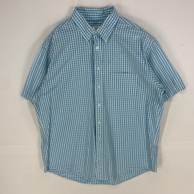 古着 ブルックスブラザーズ Brooks Brothers 半袖シャツ ボタンダウン ワッフル MADISON L 水色系 チェック メンズ