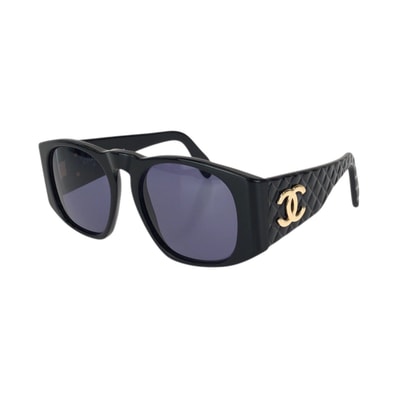 美品 CHANEL シャネル マトラッセ ココマーク ブラック 黒 ゴールド金具 プラスチック メタル/ サングラス メガネ 男女兼用 ウェリントン 602055 【中古】