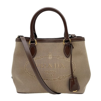 PRADA プラダ ロゴ ジャカード 2WAY ショルダーバッグ
トライアングルロゴ 1BA172 キャンバス レザー ブラウン レディース
【中古】
