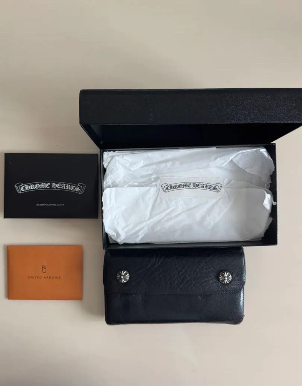 美品!インボイス原本等全て付属!クロムハーツ ウェーブクロス ウォレット 財布