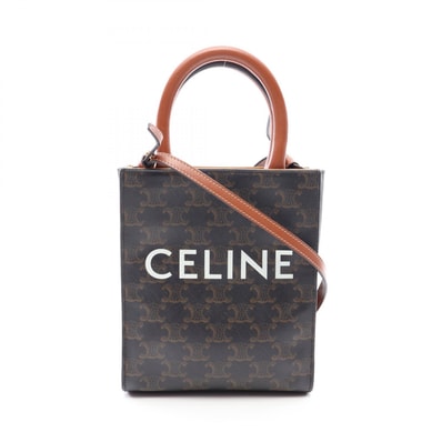 セリーヌ CELINE ミニ バーティカル カバ トリオンフ 2WAY ハンドバッグ バッグ PVCコーティングキャンバス レザー レディース ブラック系 / ブラウン系 194372 【中古】