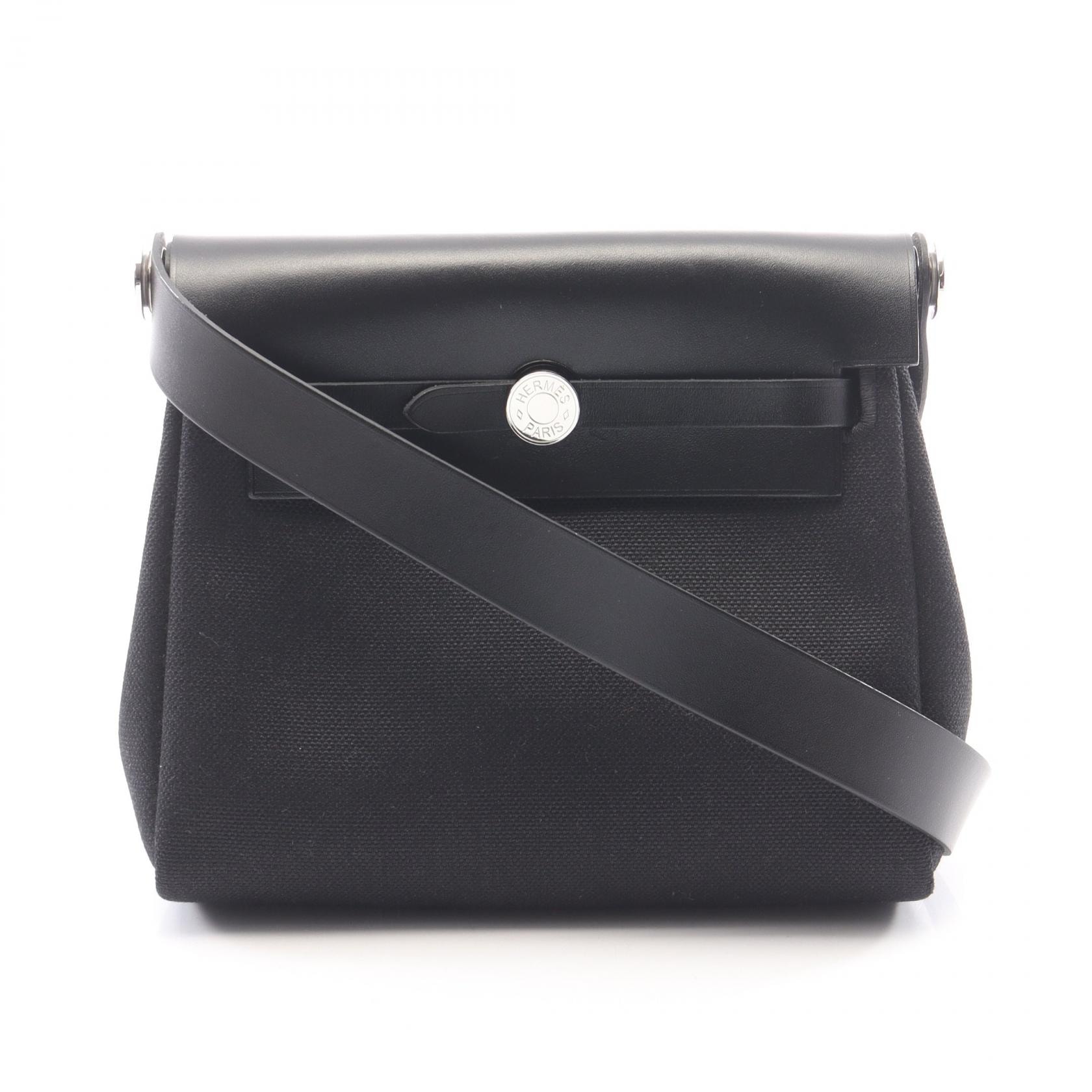エルメス HERMES エールバッグジップ ミニ ショルダーバッグ バッグ キャンバス レザー トワルミリタリー / ヴァッシュハンター トワルミリタリー W刻印(2024年製造) レディース ブラック系 086430CK 【中古】