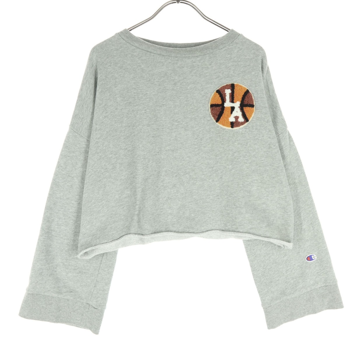 Champion チャンピオン E Hyphen World gallery イーハイフンワールドギャラリー コラボ 長袖 ショート丈 スウェット F グレー