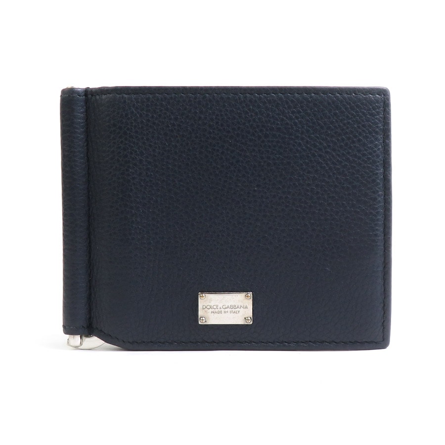 ドルチェアンドガッバーナ DOLCE&GABBANA 札入れ レザー ネイビー メンズ【中古】 r10642a