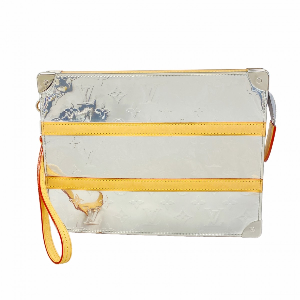 【6db1968-k】ルイヴィトン クラッチバッグ モノグラムミラー トランクポシェット M80807 シルバー【中古】レディース