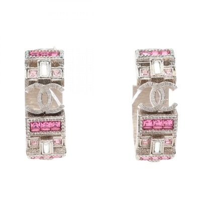 シャネル CHANEL ココマーク ピアス ジュエリー ステンレススチール ラインストーン レディース シルバー系 / ピンク系 / クリア系 【中古】