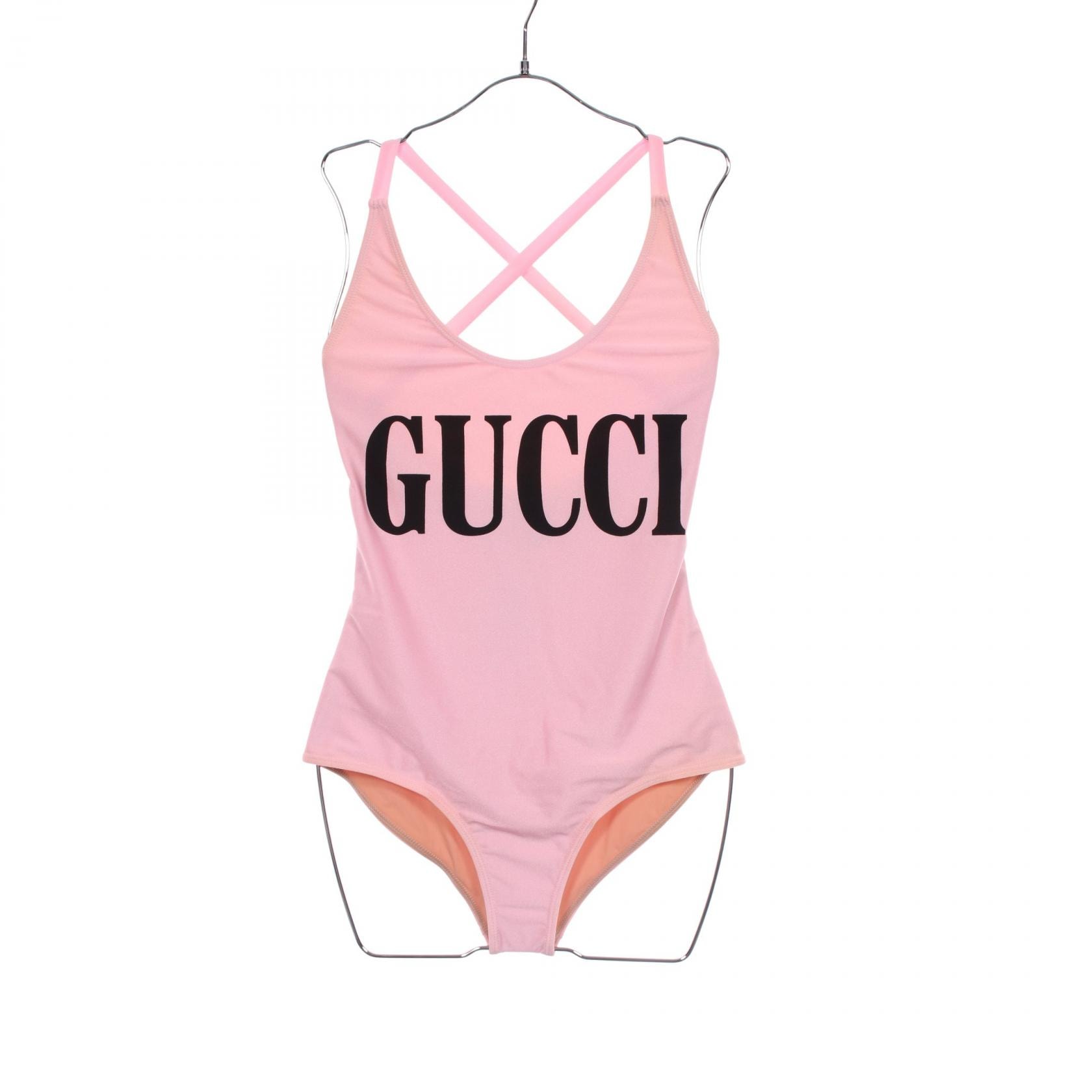 グッチ GUCCI ロゴ 水着 スイムウェア ワンピース 衣料品 トップス ナイロン ポリウレタン レディース ピンク系 / ブラック系 501899 【中古】