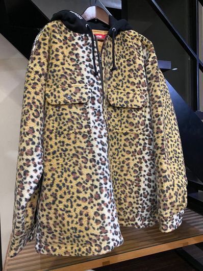 Supreme Fleece Zip Up Hooded Shirt "Brown Leopard"