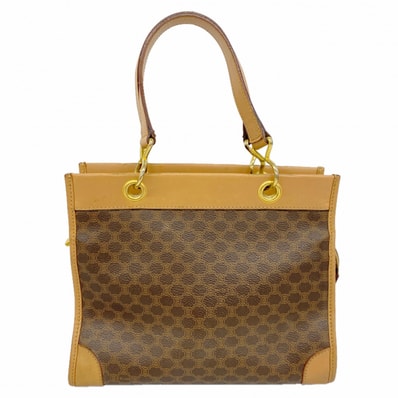 【6cc3644-k】セリーヌ ハンドバッグ マカダム PVC ブラウン ゴールド金具【中古】レディース