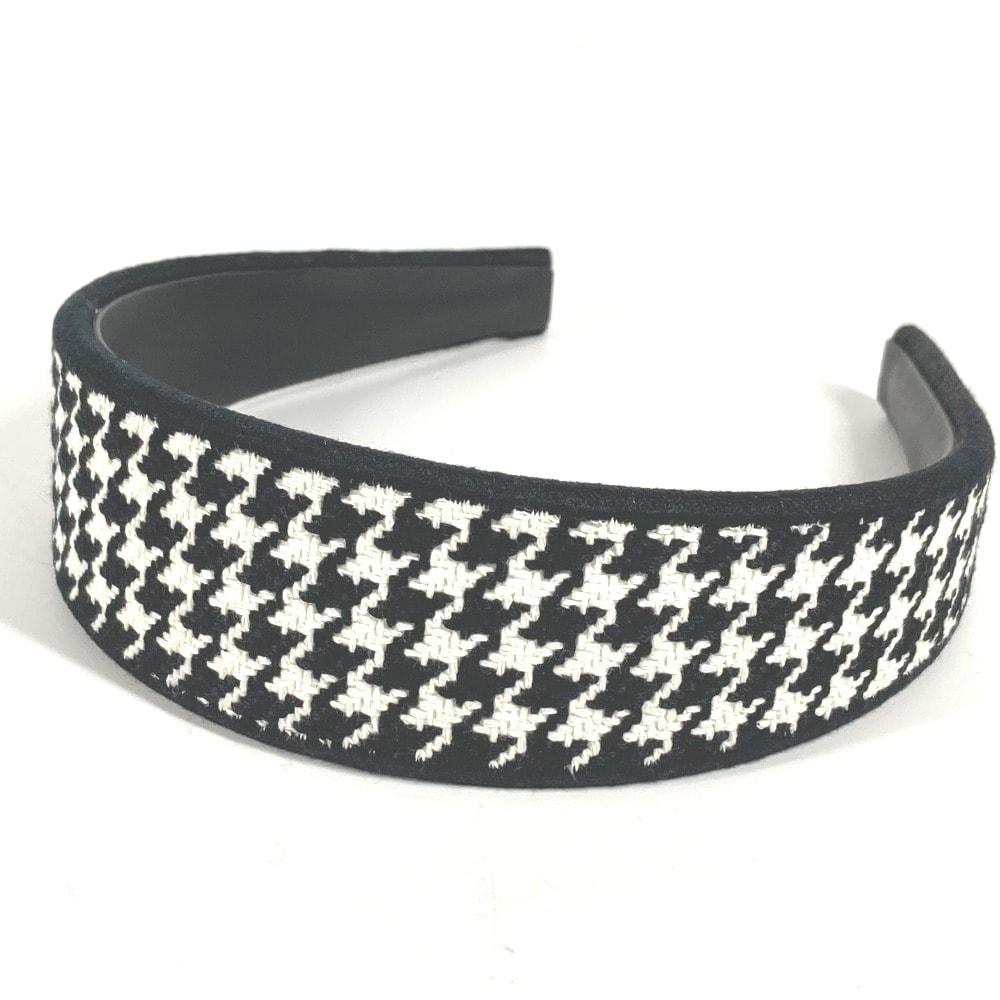 ディオール Dior 千鳥格子 ロゴ 35HBP988X132 ヘッドバンド ヘアアクセサリー ヘアバンド カチューシャ コットン ブラック 美品