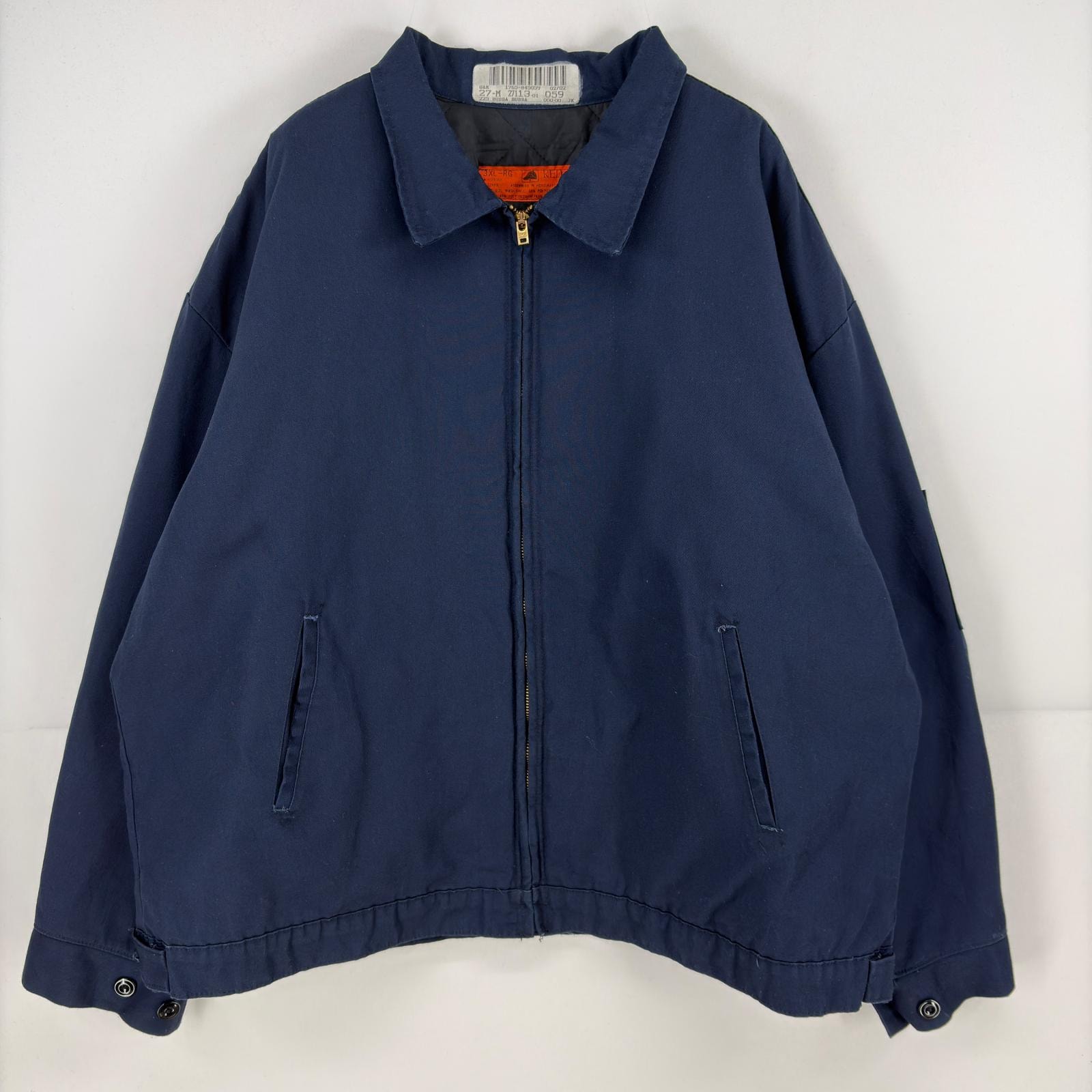 古着 レッドキャップ RED KAP ジャケット 中綿 フルジップ 大きいサイズ ワーク 作業着 3XL  ネイビー系 無地 メンズ