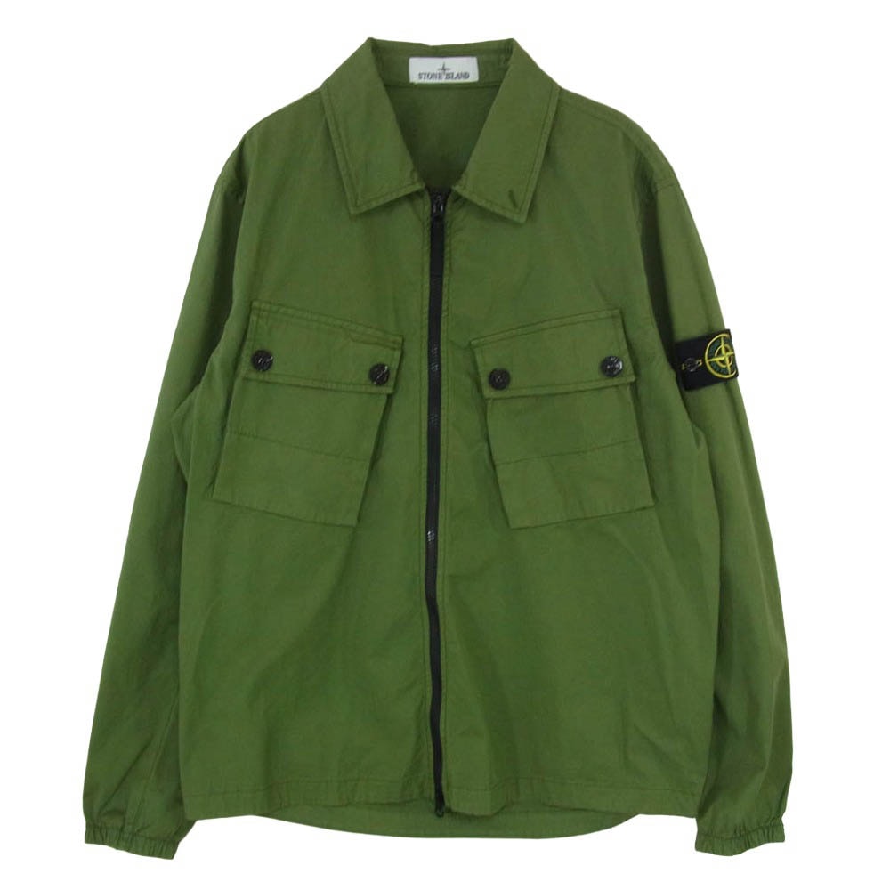 STONE ISLAND ストーンアイランド 22AW 771510910 Patch Pocket Overshirt Jacket ポケット ジップ アップ シャツ ジャケット グリーン系 L【中古】