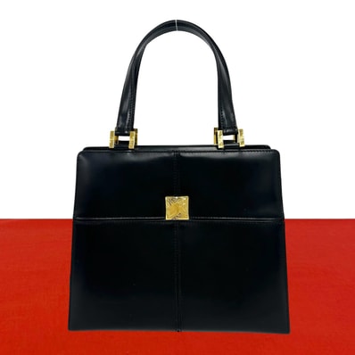 YVES SAINT LAURENT イヴ・サンローラン YSL ロゴ 金具 レザー ハンドバッグ ブラック
19196