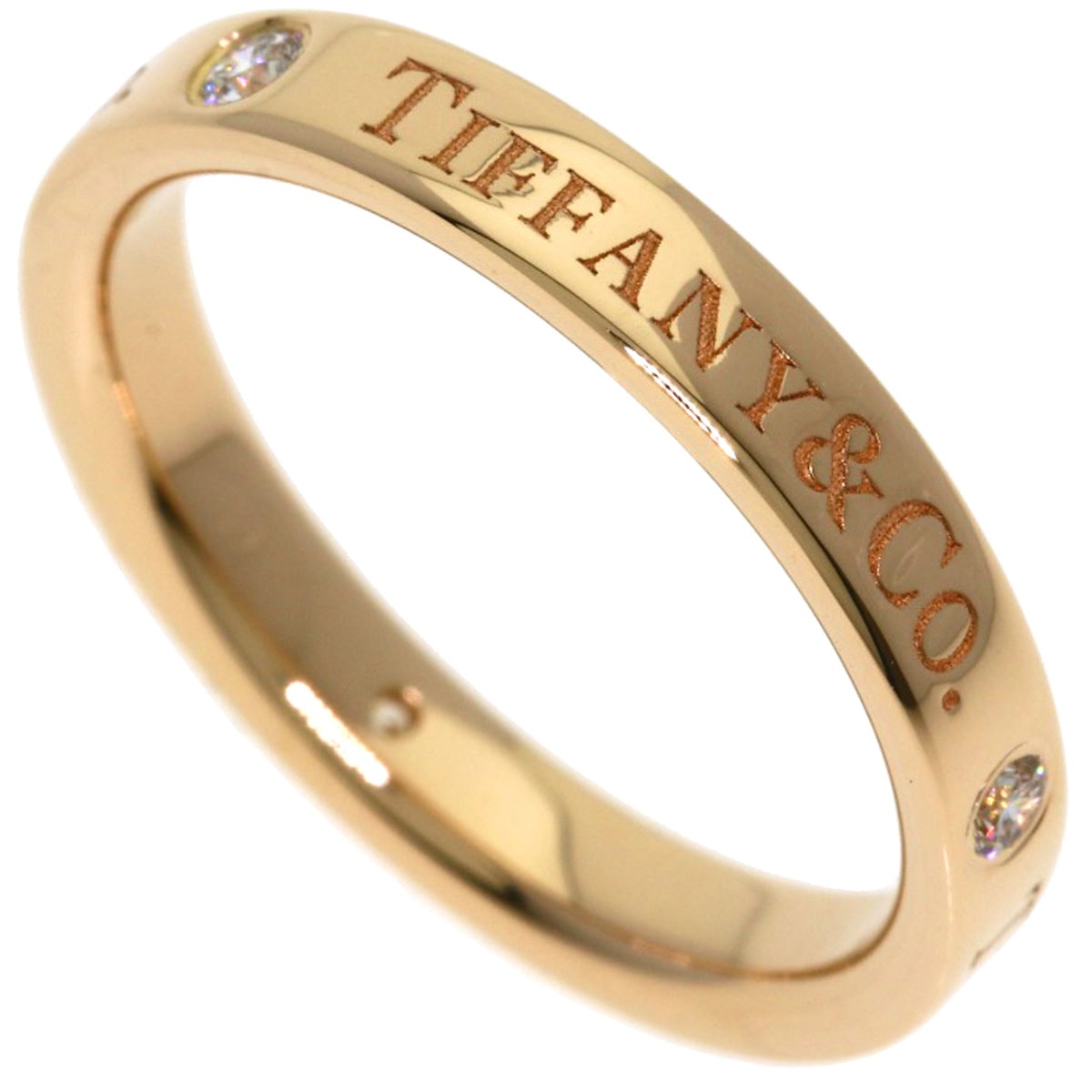 TIFFANY&Co. ティファニー フラットバンド 3P ダイヤモンド リング・指輪 K18PG レディース [中古]