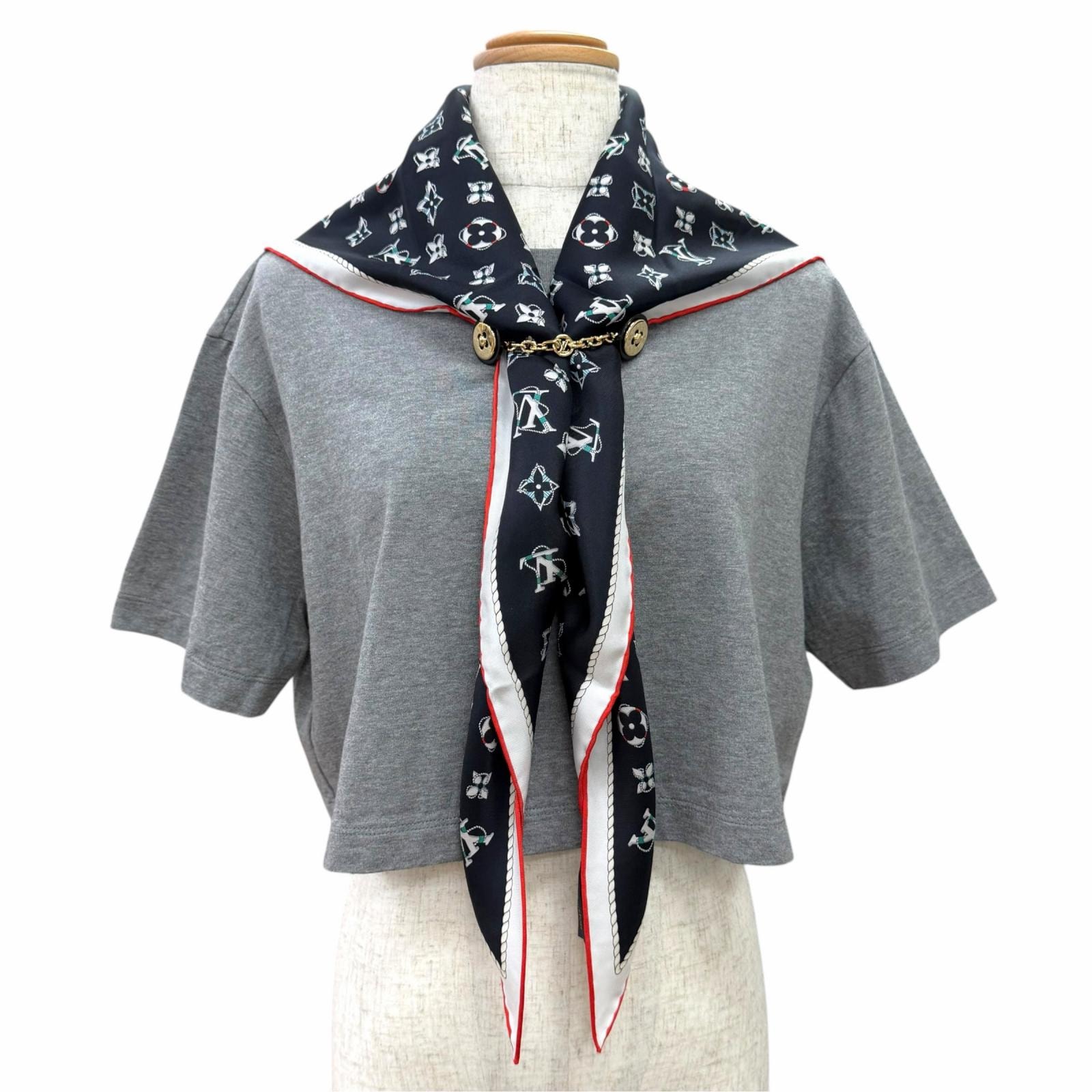 極美品 ルイヴィトン 半袖Tシャツ ノーティカル スカーフ クロップトップ S
