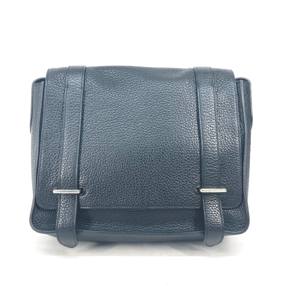 エルメス HERMES スティーブカポラル 27 バイカラー フラップ カバン メッセンジャーバッグ 斜め掛け ショルダーバッグ トリヨンクレマンス R□刻 ブラック