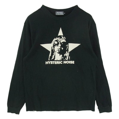 HYSTERIC GLAMOUR ヒステリックグラマー 25AW 02253CL04 HYSTERIC NOISE グラフィック プリント コットン 長袖 Tシャツ ロンT カットソー ブラック系 M【中古】