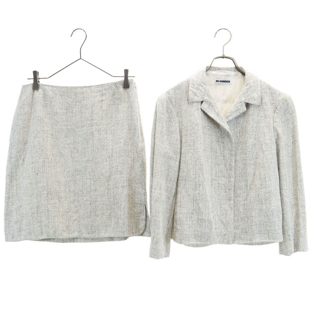 JIL SANDER ジルサンダー リネン100% イタリア製 スカートスーツ 上下セットアップ 38/不明 グレー